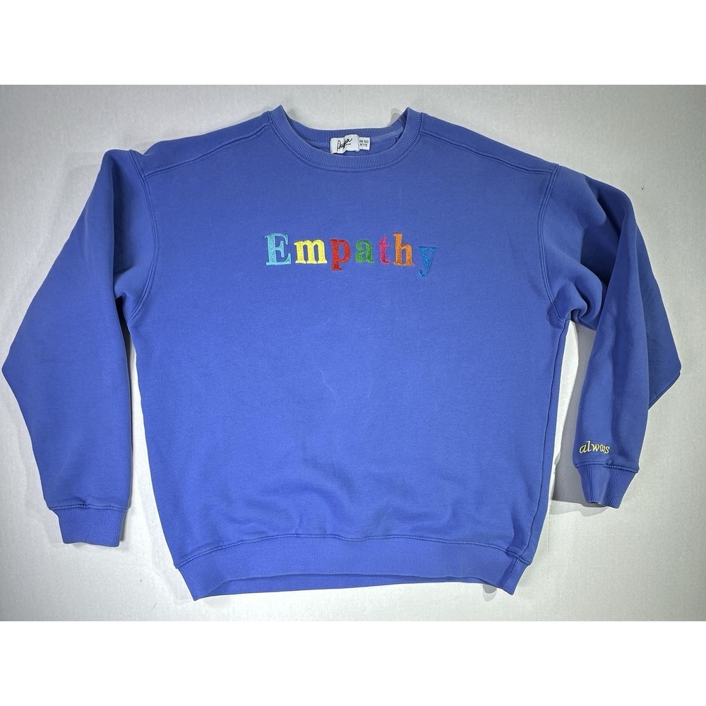 The Mayfair Group "Empathy Always" Crewneck Sweatshirt Blue Petite One Size